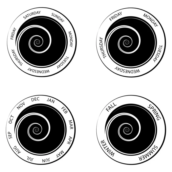 Swirl Center Time Wheels — Stock Vector