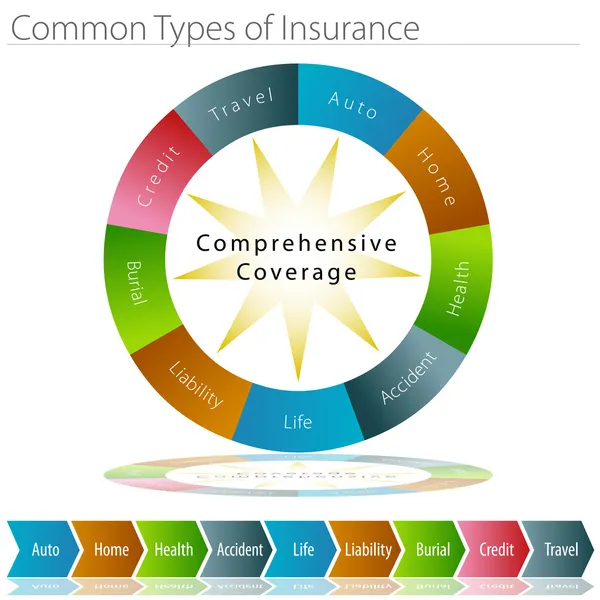 Types communs d'assurance — Image vectorielle