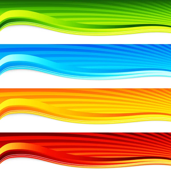 Ensemble de bannière de lever de soleil de vague colorée — Image vectorielle