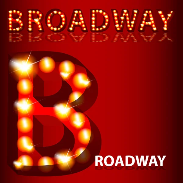 Luzes teatrais Broadway Texto — Vetor de Stock