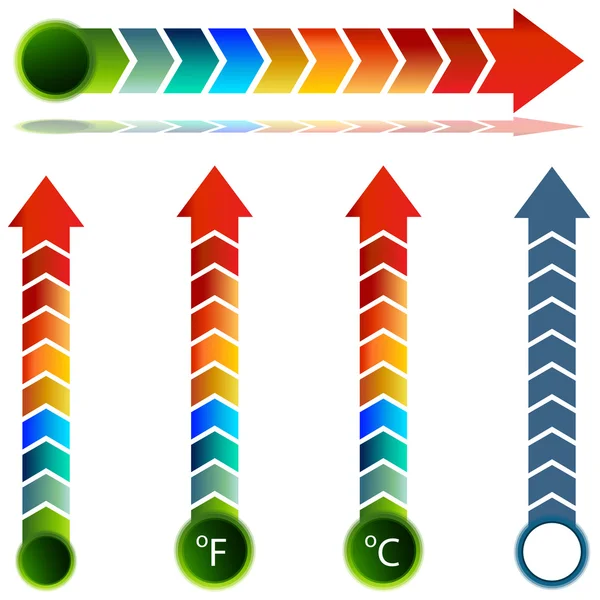 Juego de flechas de temperatura del termómetro — Archivo Imágenes Vectoriales