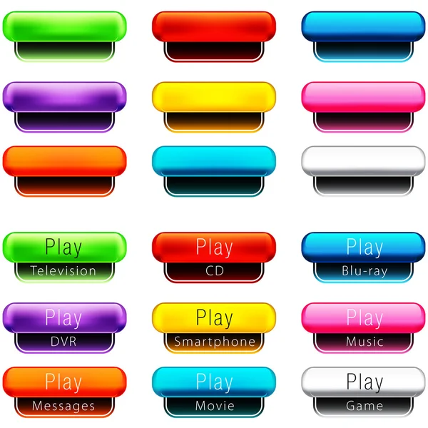 Hrát pilulku tvarované tlačítko set — Stockový vektor
