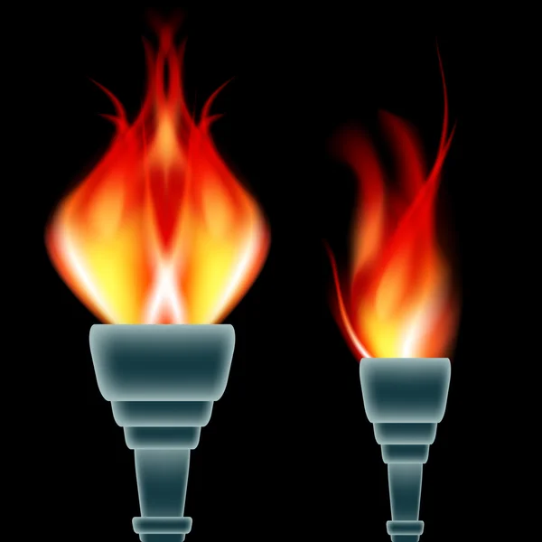 Burning Torch Set — Stock Vector
