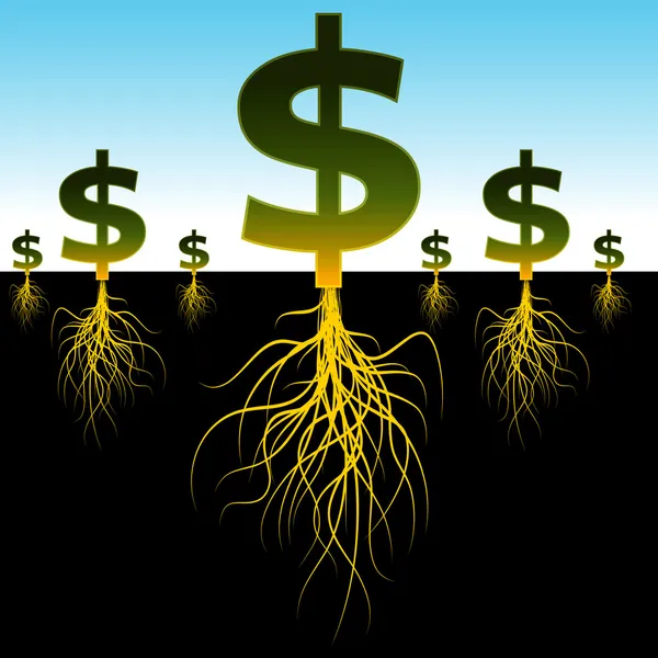 Rooted Dollar Signs — Stock Vector