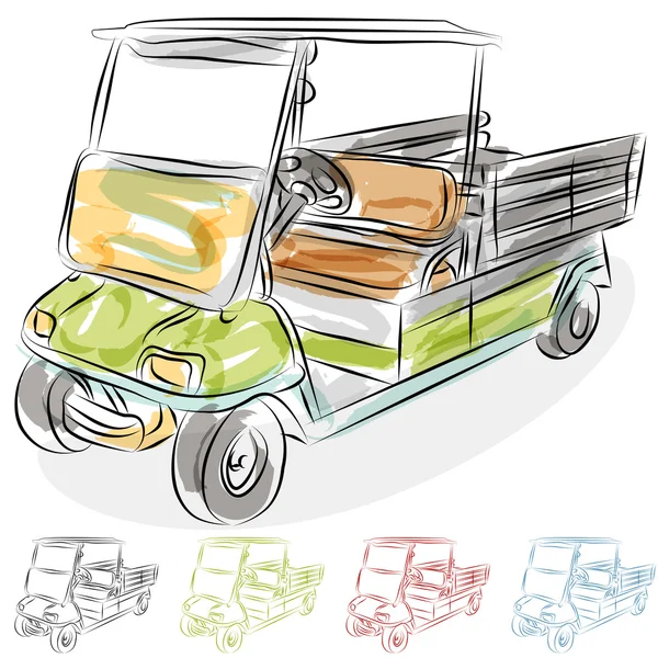 Akvarel golfový vozík — Stockový vektor