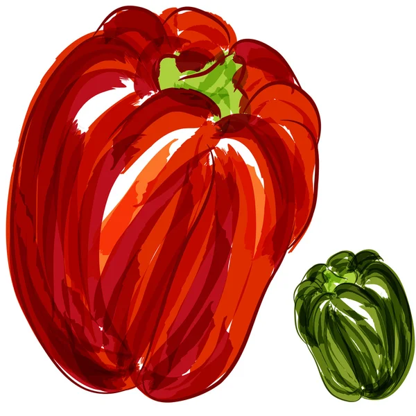Red Green Bell Peppers — Stock Vector