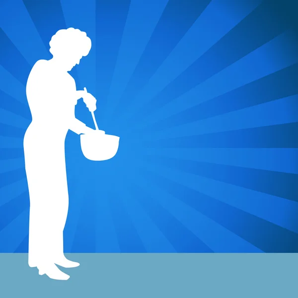 Жінка за допомогою змішування чаші — стоковий вектор