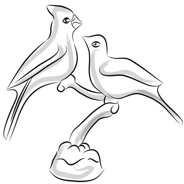 Lovebirds Watercolor Drawing — Stock Vector
