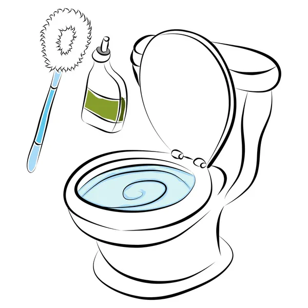 Toilet Bowl Cleaning Tools — Stock Vector