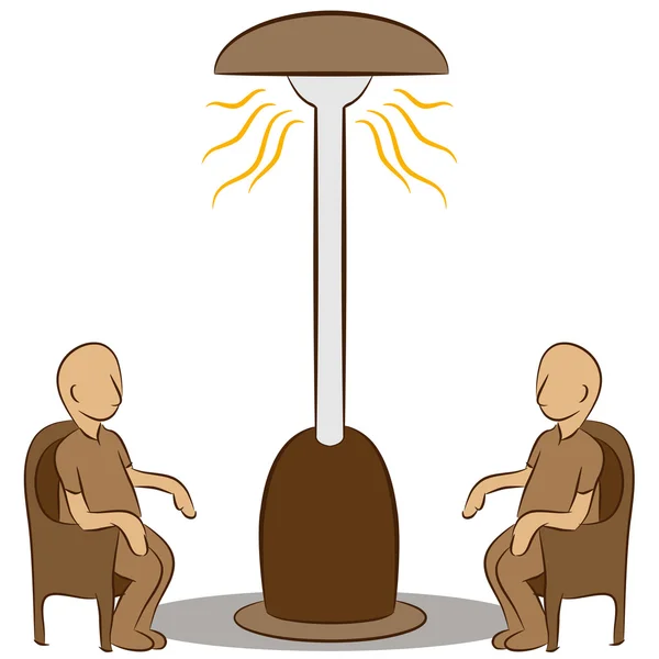 Assis sous une lampe chauffante — Image vectorielle