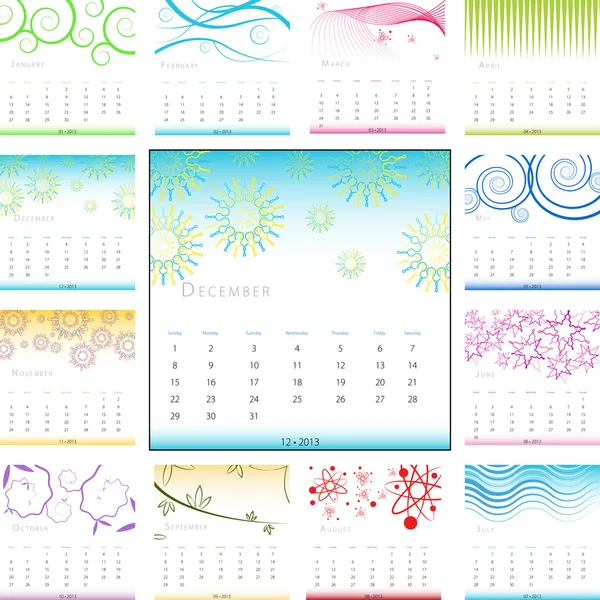 2013 kalender instellen — Stockvector