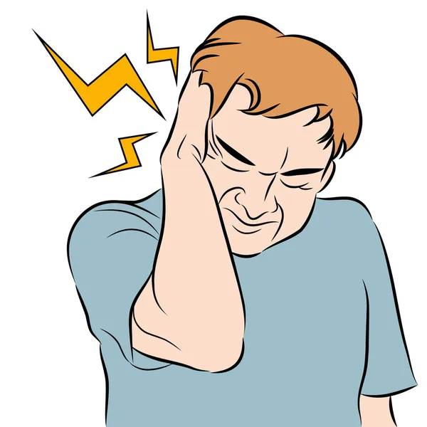 Baş ağrısı adam — Stok Vektör