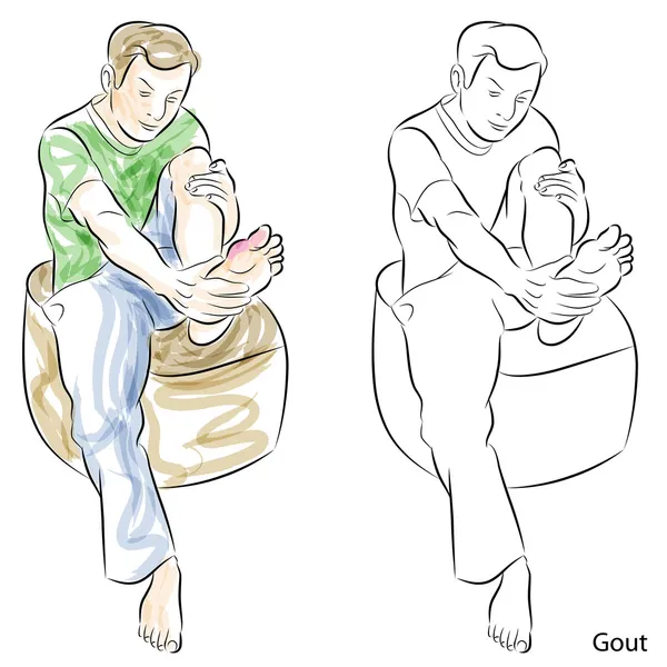 Man Massaging Gout Feet — Stock Vector