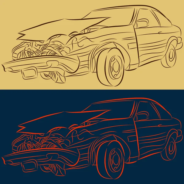 Přední část poškozené auto — Stockový vektor