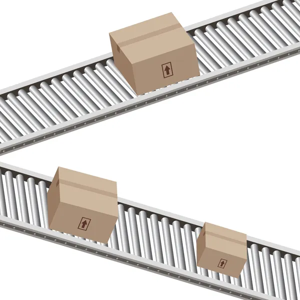 Cajas de cinta transportadora — Vector de stock