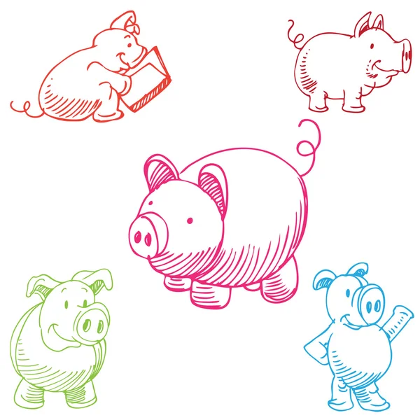 Ensemble de cochons — Image vectorielle