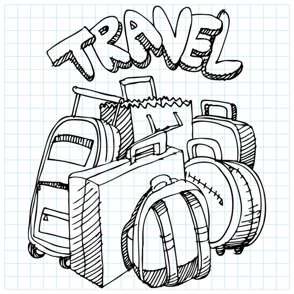 Seyahat çantası çizim — Stok Vektör