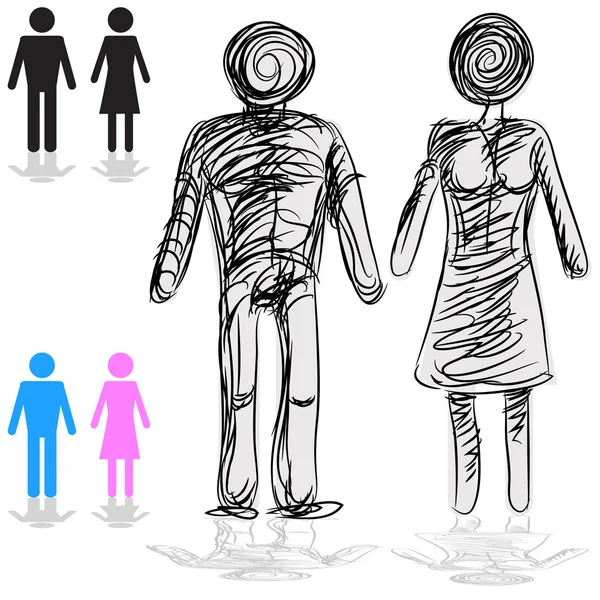 Hombre y mujer icono — Vector de stock