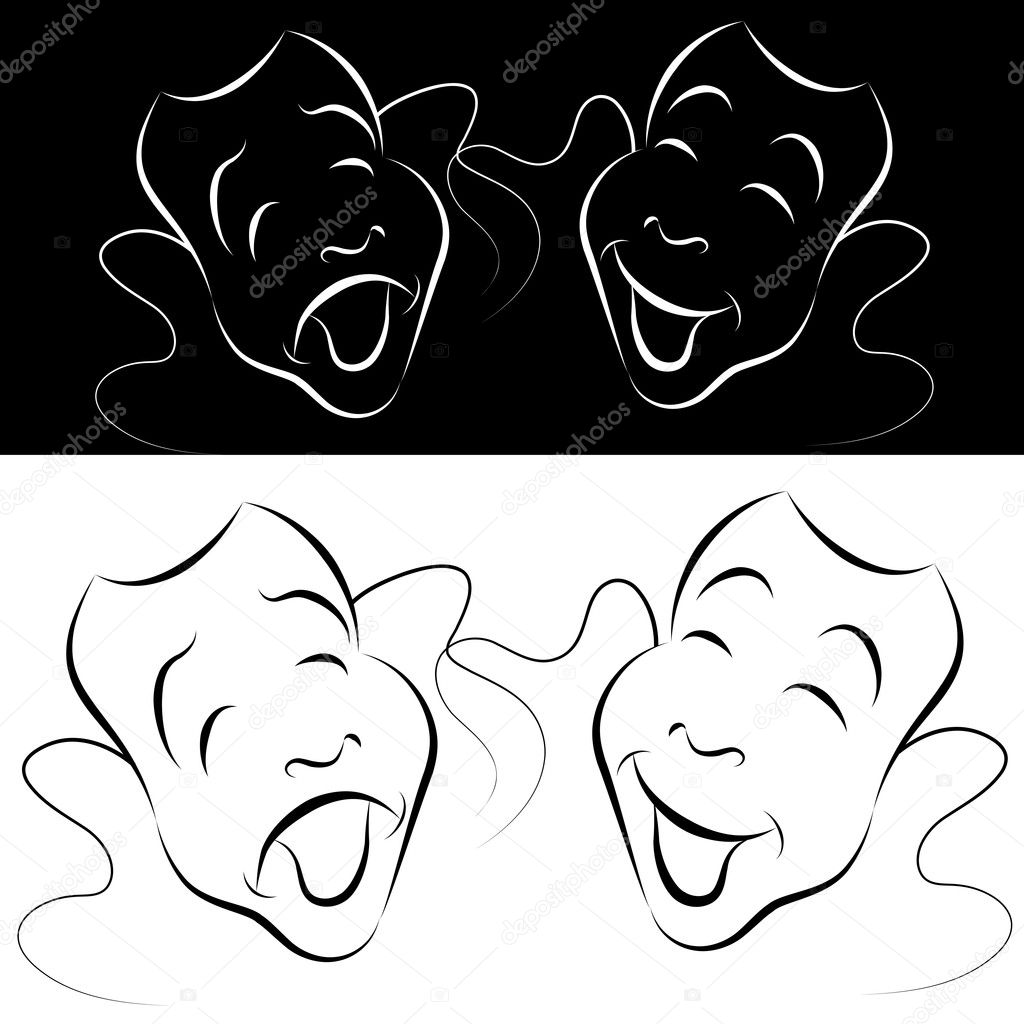 Drama Mask Line Art Set Stock Vector Image by ©cteconsulting #11576467