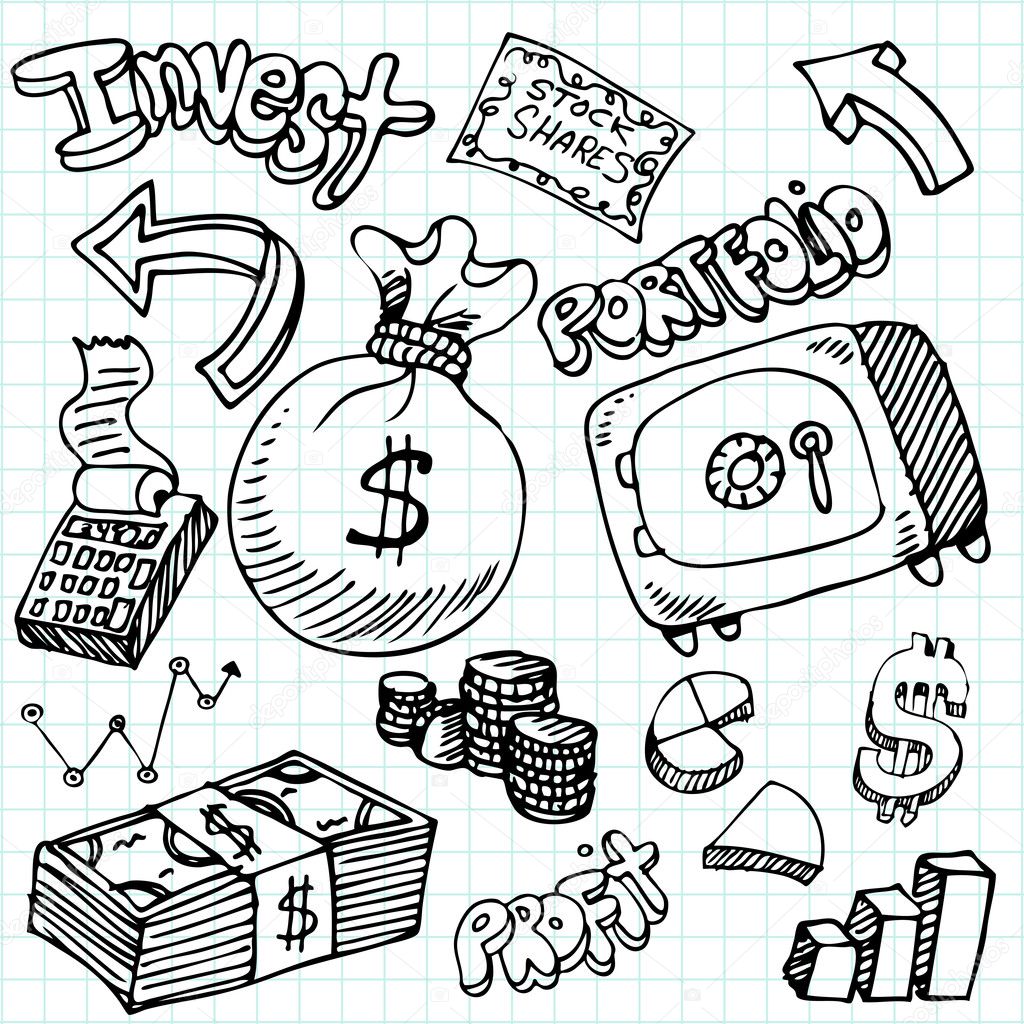 Financial Symbol Doodle Set
