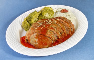 Meat Loaf With Greens and Mashed Potatoes clipart