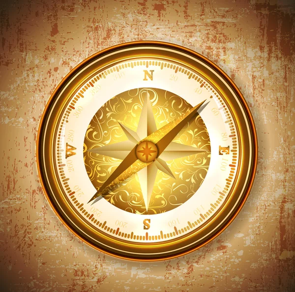 Vinatge antique golden compass — Stock Vector