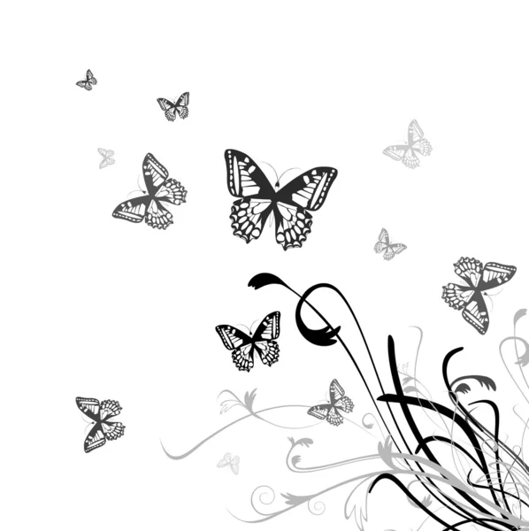 Vlinder bloemen achtergrond — Stockvector