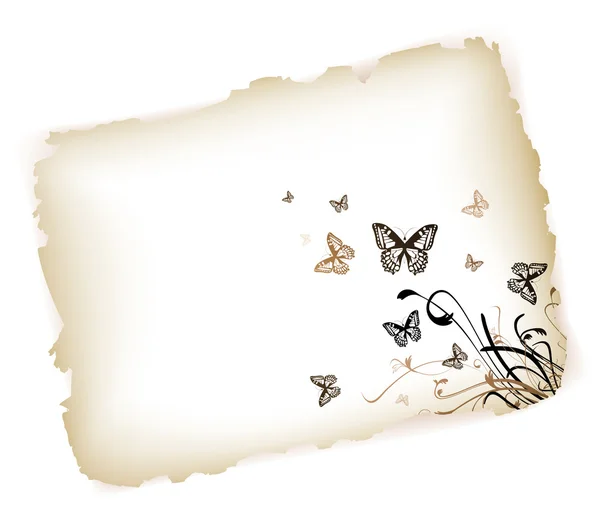 Butterflies at paper — Stock Vector
