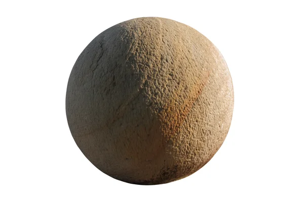 Sombra de bola de pedra marrom claro no fundo branco . — Fotografia de Stock