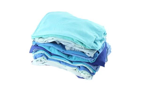 Pile of blue shade cloths on white background. — Stock Photo, Image
