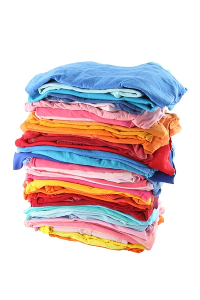 Haufen mehrfarbiger Tücher auf weißem Hintergrund. — Stockfoto