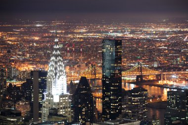 Chrysler Building in Manhattan New York City at night clipart