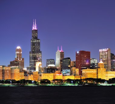 Chicago skyline at dusk clipart
