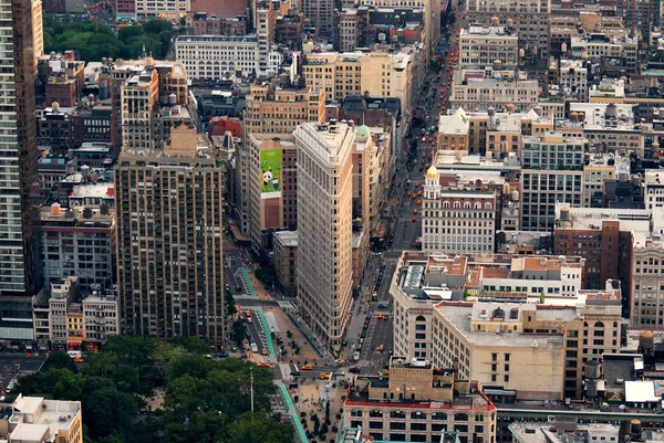 Вид с воздуха на здание Флатирон в Нью-Йорке — стоковое фото