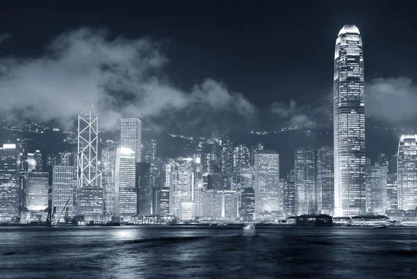 Hong Kong skyline blanco y negro Imágenes de stock libres de derechos