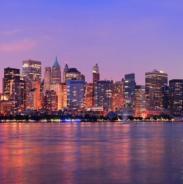 Nueva York Manhattan panorama del atardecer — Foto de Stock