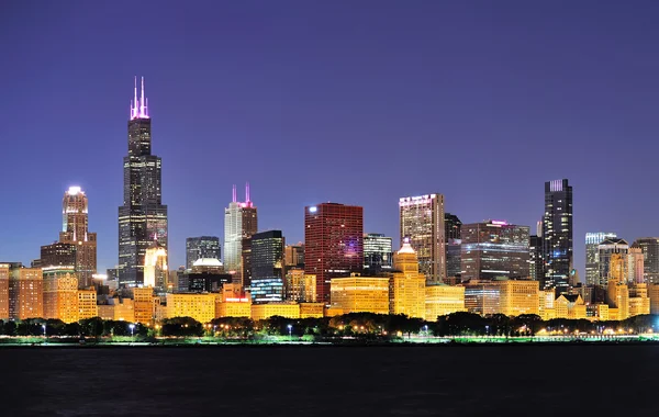 Chicago panorama notturno — Foto Stock