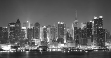 New York City nigth black and white clipart