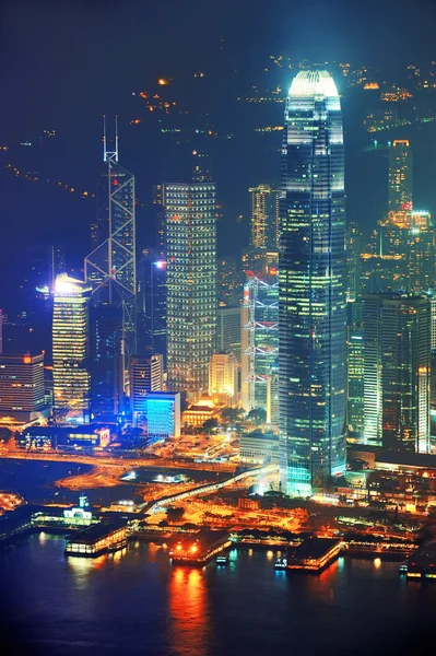 Hong kong letecké noc — Stock fotografie