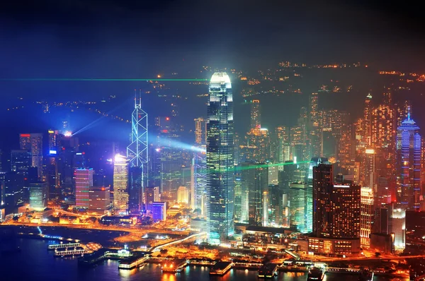 Hong kong luchtfoto nacht — Stockfoto