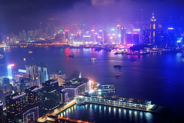 Noite aérea de Hong Kong — Fotografia de Stock