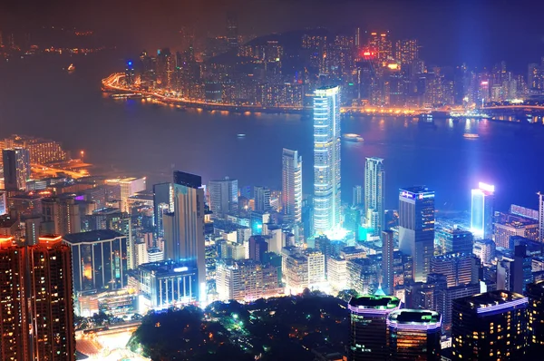 Hong kong luchtfoto nacht — Stockfoto