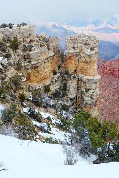 stock image Grand Canyon panorama view in winter with snow