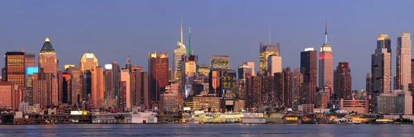 Nova Iorque Panorama do pôr-do-sol de Manhattan — Fotografia de Stock