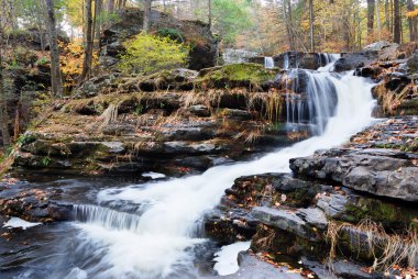 Autumn Waterfall in mountain clipart