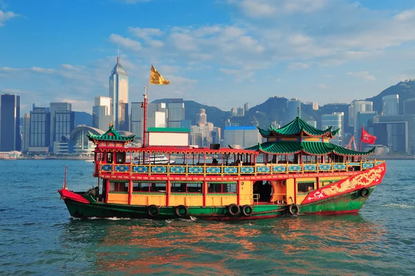 Panorama Hong Kongu s čluny — Stock fotografie