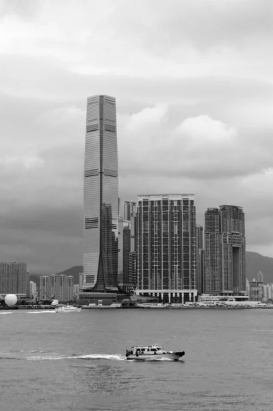 Skyline di Hong Kong con barche — Foto Stock