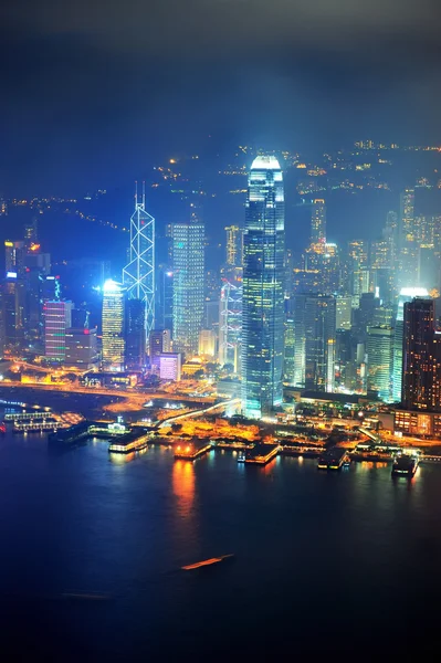 Χονγκ Κονγκ εναέρια νύχτα — Φωτογραφία Αρχείου