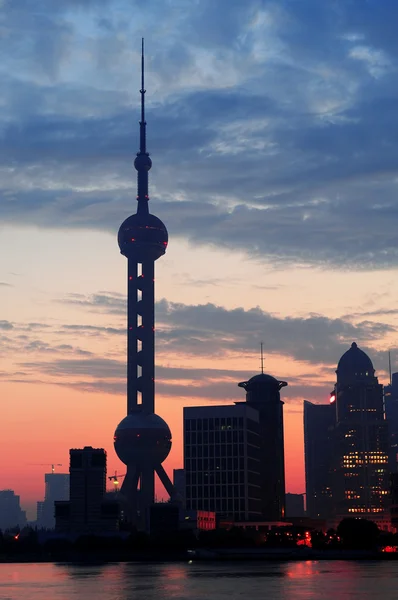 Shanghai silhouette mattina — Foto Stock