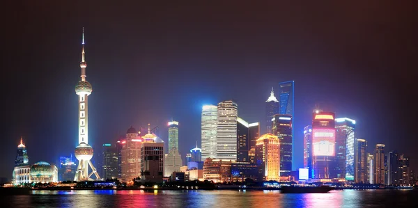 Panorama noche Shanghai —  Fotos de Stock
